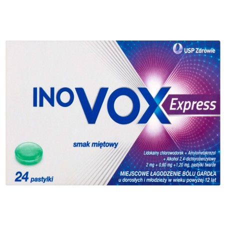 Inovox Express Hard lozenges, mint flavor, 24 lozenges