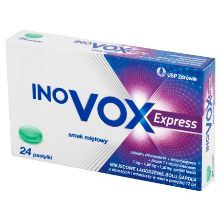 Inovox Express Hard lozenges, mint flavor, 24 lozenges