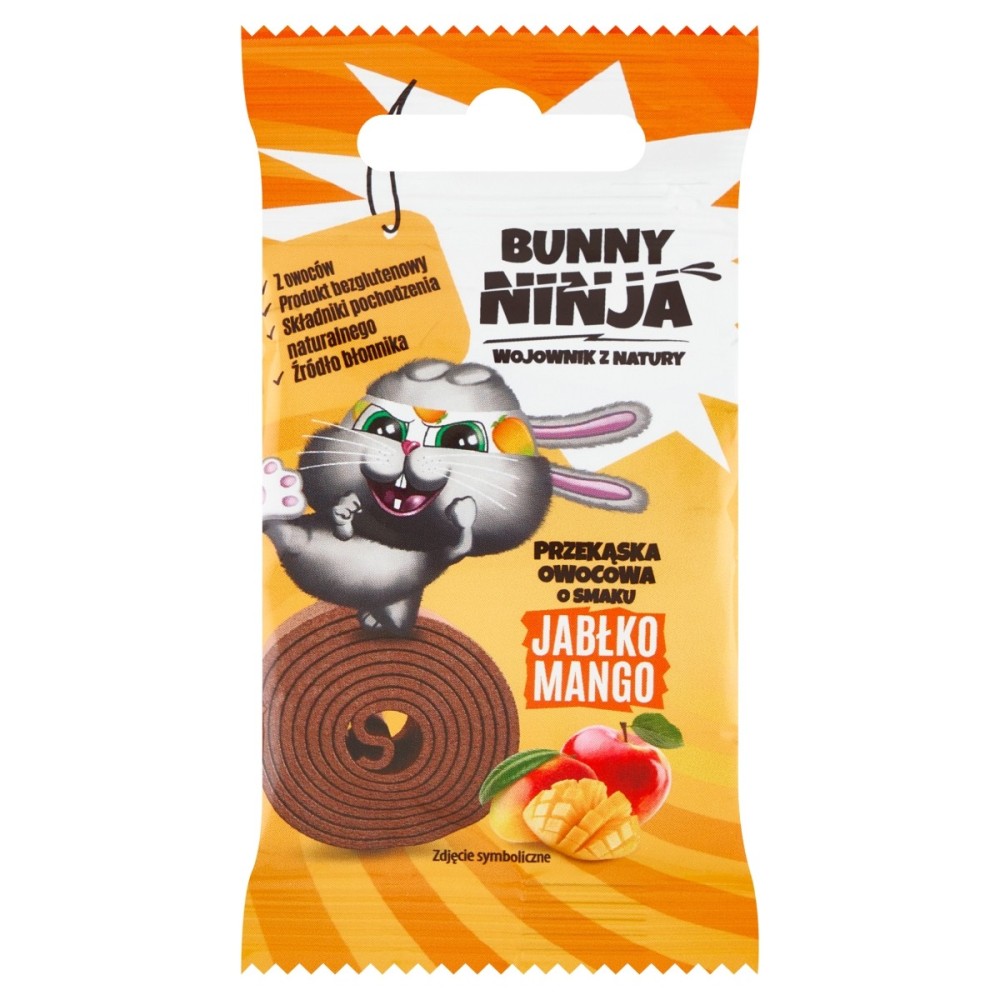Bunny Ninja Snack de frutas con sabor a manzana y mango 15 g