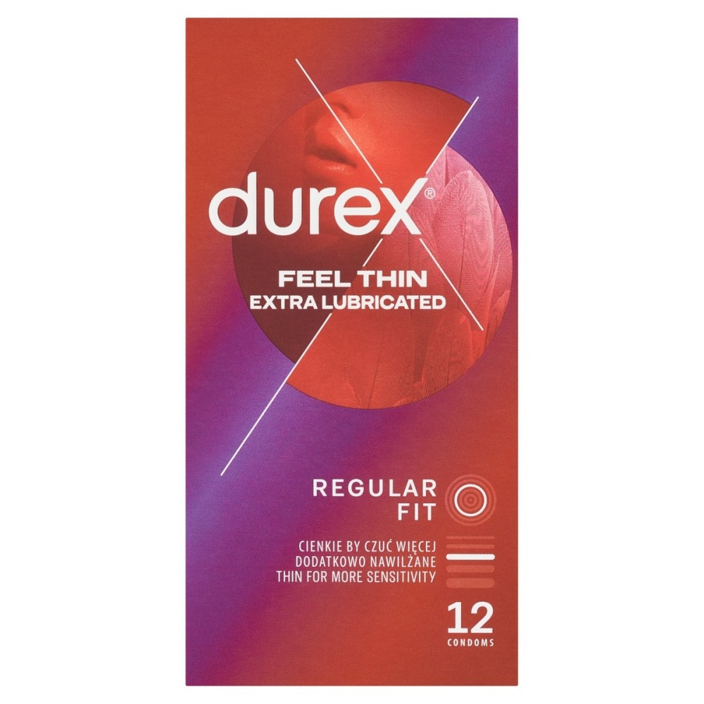 Preservativi Durex Feel Thin Extra Lubrificati Dispositivo medico 12 pezzi
