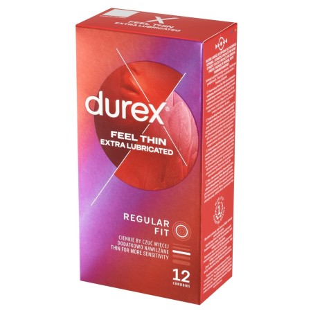Préservatifs Durex Feel Thin Extra Lubrifiés pour dispositif médical 12 pièces
