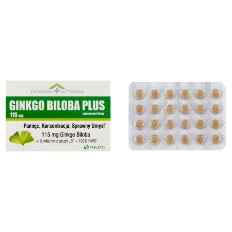 Complément alimentaire ginkgo biloba plus 115 mg 14,4 g (48 pièces)