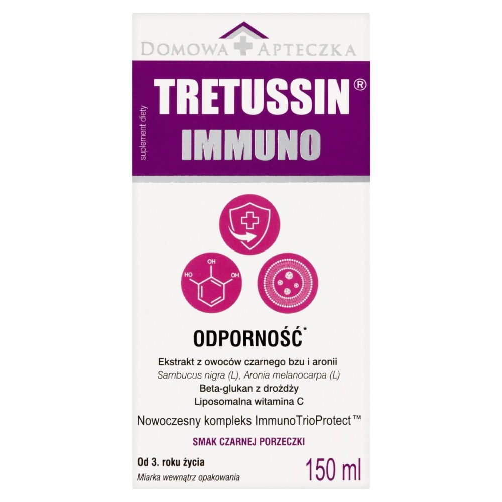 Tretussin Immuno Suplement diety smak czarnej porzeczki 150 ml