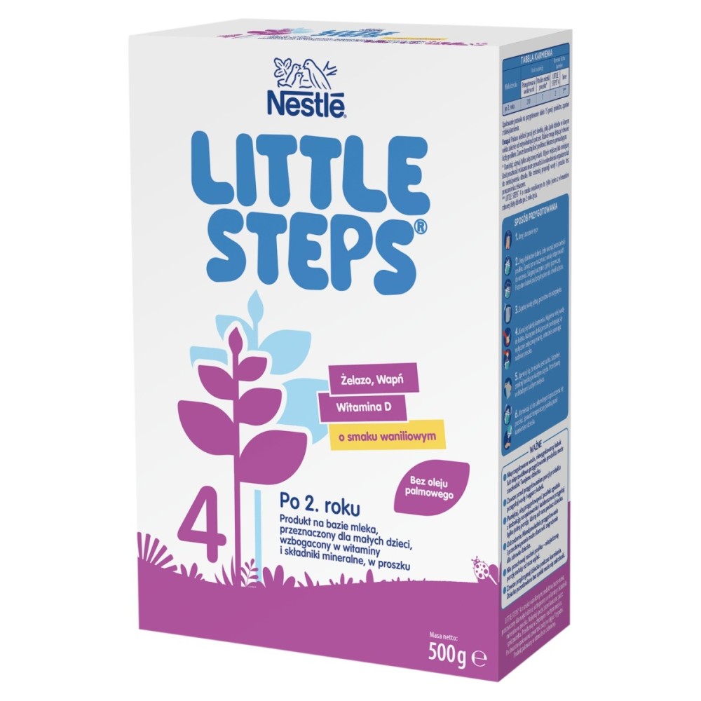 LITTLE STEPS 4 Produkt na bazie mleka dla małych dzieci po 2. roku o smaku waniliowym 500 g