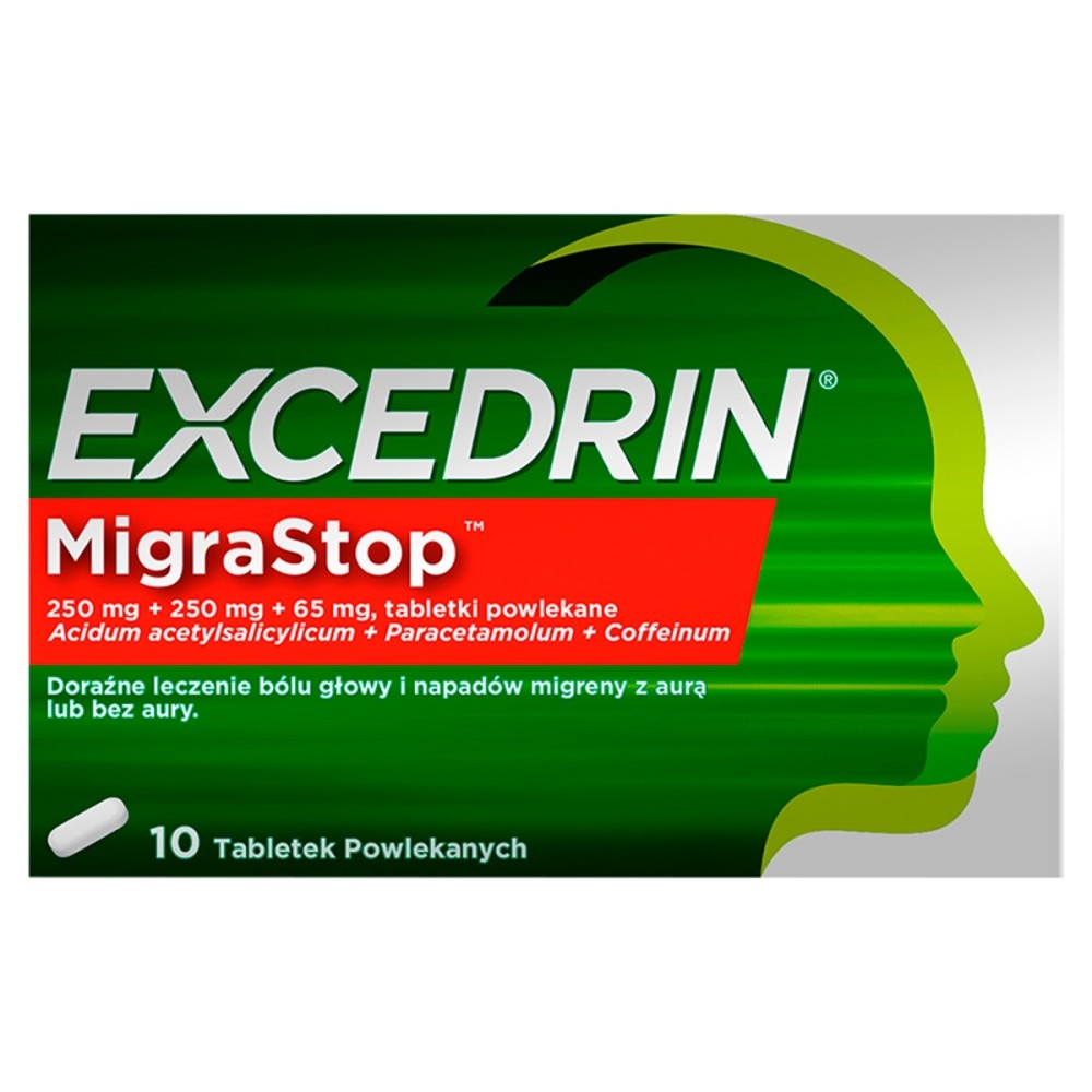 Excedrin MigraStop 250 mg + 250 mg + 65 mg Film-coated tablets 10 pieces