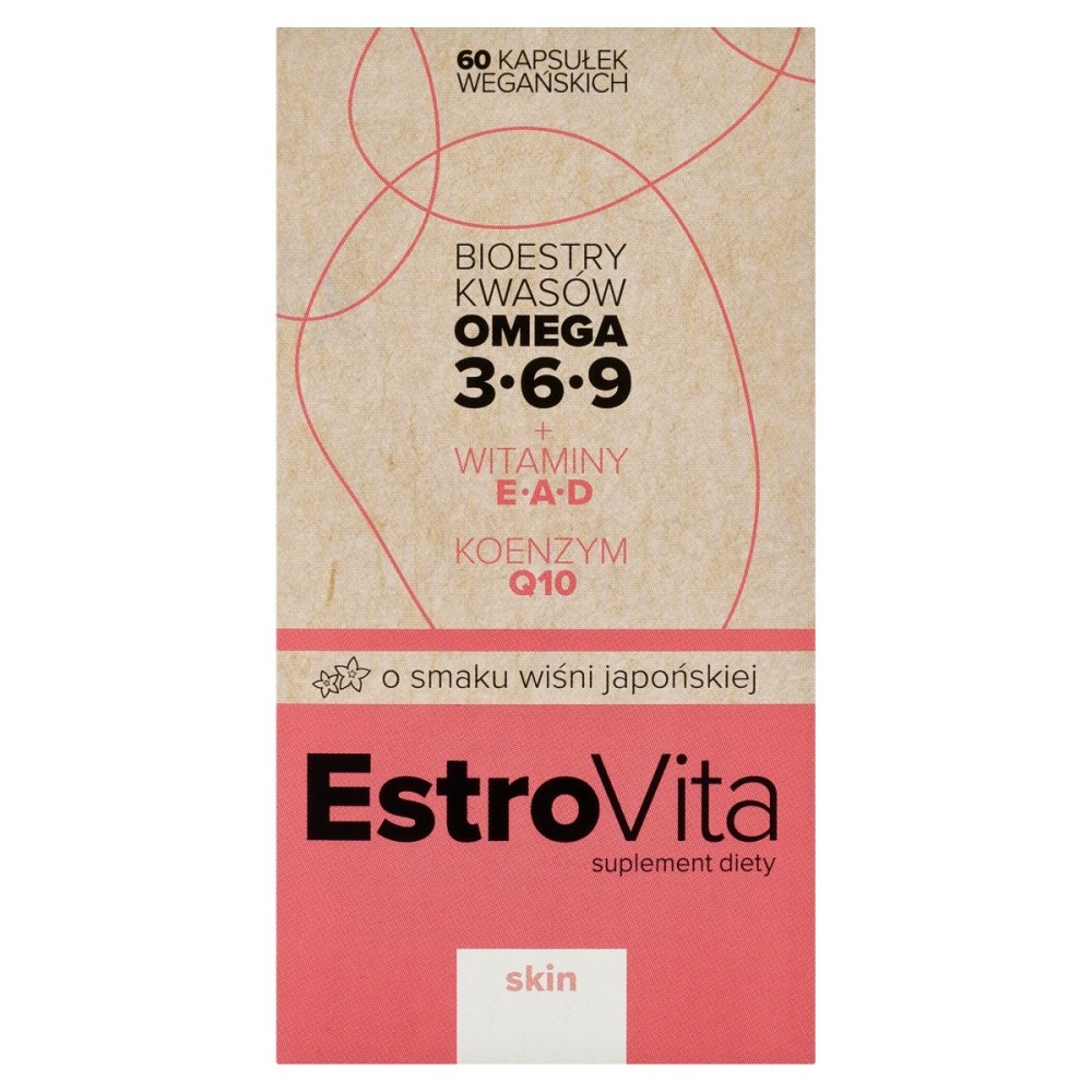 EstroVita Skin Suplemento dietético con sabor a cereza japonesa 88 g (60 piezas)