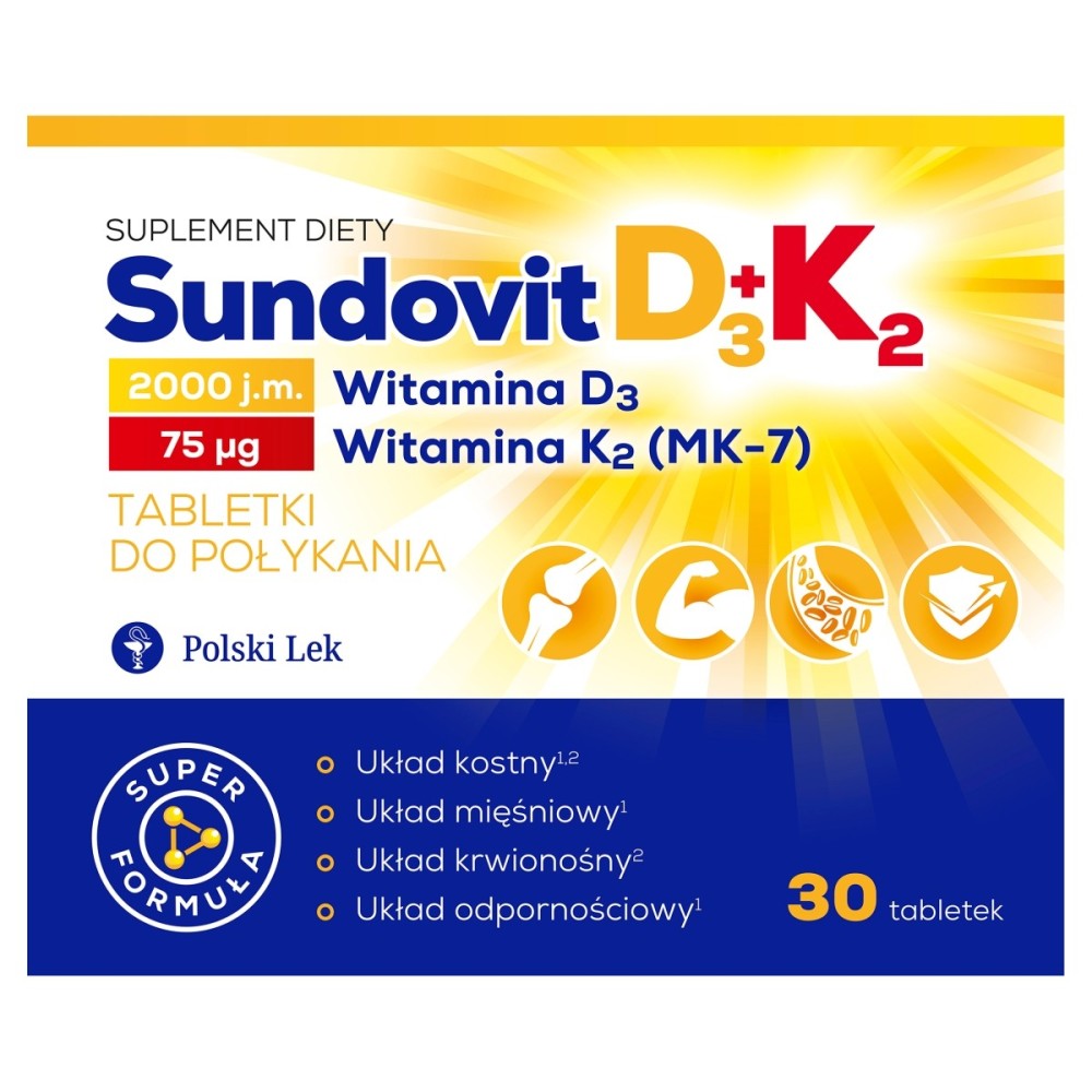 Sundovit D3 + K2 Nahrungsergänzungsmittel 30 Tabletten