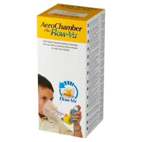 AeroChamber Plus Flow-Vu Masque à chambre d'inhalation antistatique moyen 1-5 ans