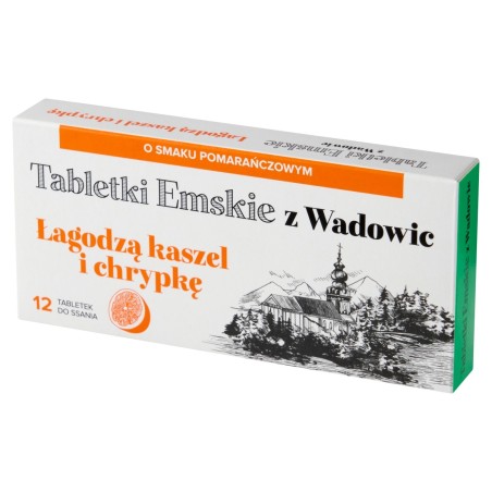 Tabletki Emskie z Wadowic Tabletki do ssania o smaku pomarańczowym 12 sztuk