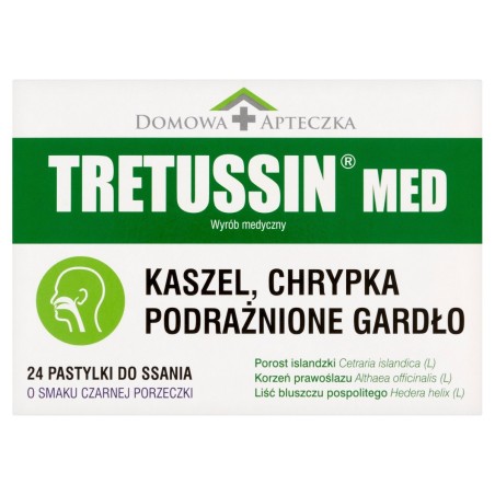Tretussin Med Dispositivo medico, pastiglie al gusto di ribes nero 60 g (24 pezzi)