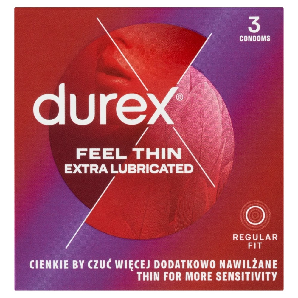 Durex Feel Thin Extra Lubricated Preservativos sanitarios 3 piezas
