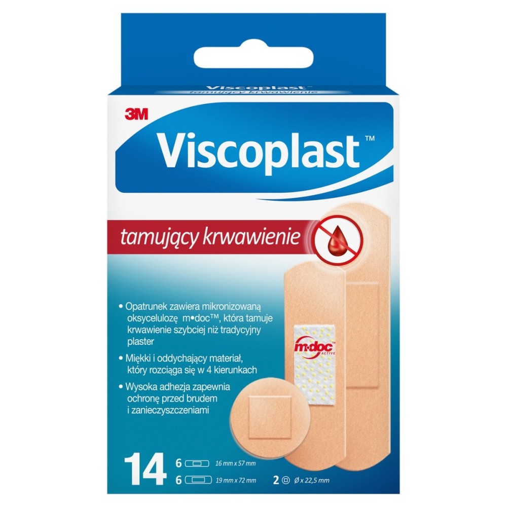 Viscoplast Set of plasters stopping bleeding, 4 sizes, 14 pieces
