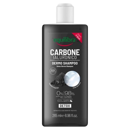 equilibra Detoxikační šampon s aktivním uhlím a kyselinou hyaluronovou 265 ml