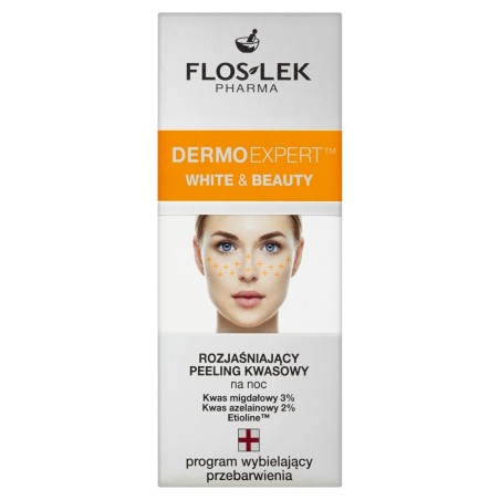 Floslek Pharma Dermo Expert White & Beauty Peeling acido illuminante per la notte 30 ml