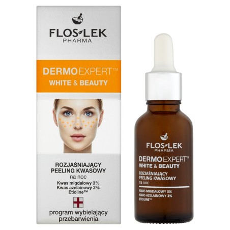 Floslek Pharma Dermo Expert White & Beauty Peeling ácido iluminador para la noche 30 ml