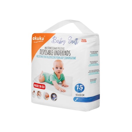Akuku Baby Soft Multifunkční hygienické jednorázové vložky 40 x 60 cm 15 kusů
