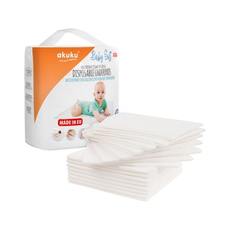 Akuku Baby Soft Compresas higiénicas desechables multifuncionales 40 x 60 cm 15 piezas