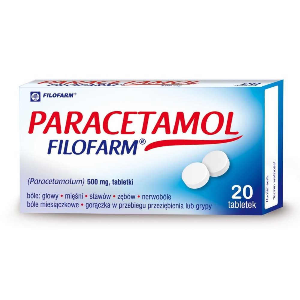 Paracetamol Filofarm 500 mg 20 tablets