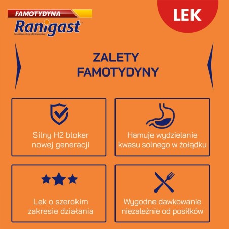Famotydyna Ranigast 20 mg x 20 comprimés. bol